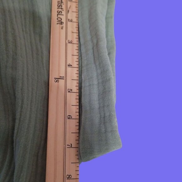 Madewell Cuff Sleeves Gauze Button-Front Tiered Mini Dress Sage Green Xsmall - Picture 9 of 13